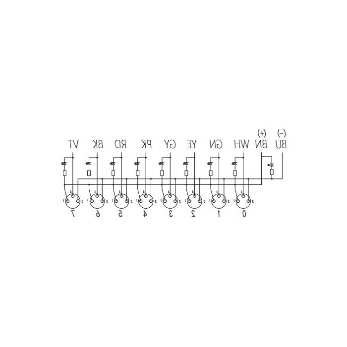 M8 Junction box、Single channel、NPN、8 port 、All-in-one、With LED、PVC non-flexible cable、Gray sheath、23N901-XXX