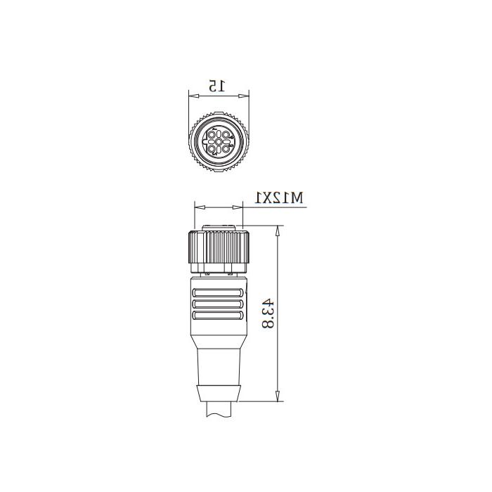 M12 5Pin、B-coded、Straight type female、Single end pre cast PUR flexible cable、Purple sheathed 、0C4001-XXX