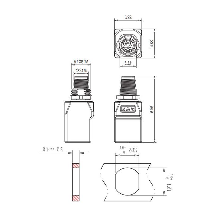 M12 4Pin female (D-coded)/RJ45 straight type 、0C4E01 